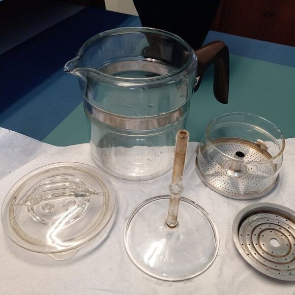 Vintage Pyrex Flameware/Bakelite Handle Coffee Pot 78248 Cottagecore Grandmacore - Picture 3 of 13